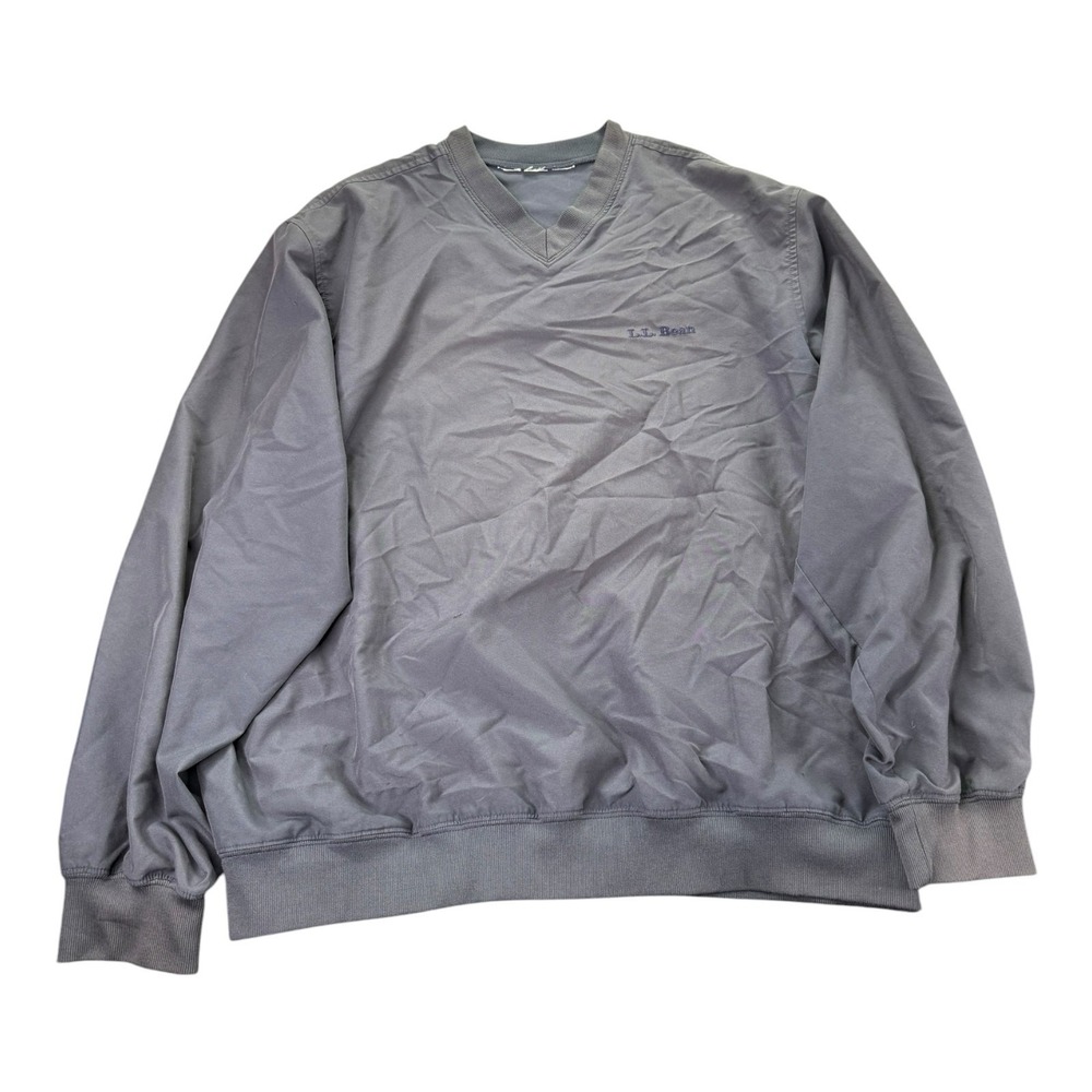 LL Bean Pullover Jacket Mens X Large Gray V Neck Windbreaker Casual